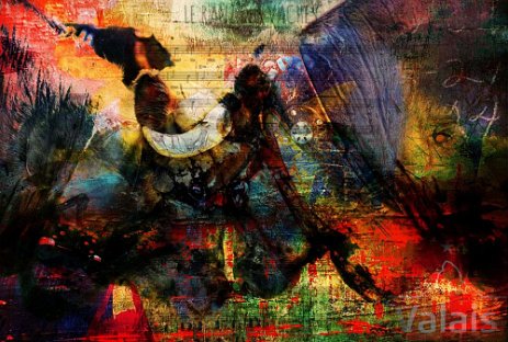 Lutteuses_VIII “Exploring various painting technics, I use my knowledge of photography to create original paintings mixed with photography – New Pop Realism.