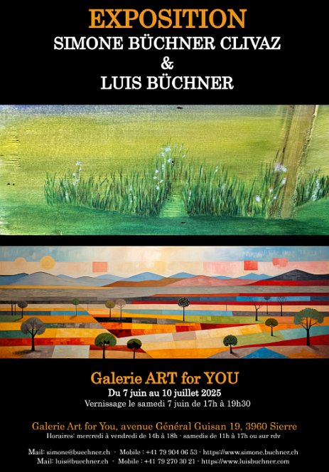 ExpositionSierreAtelier9 Simone Büchner Clivaz née en 1961 vit à Loc / VS Simone Clivaz est une artiste qui aime explorer différents éléments et techniques dans ses oeuvres. Plus...