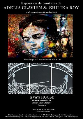 AfficheEvasHouse_Adelia_Shilika Exposition avec Shilika Roy chezs Ev'as House à Lausanne