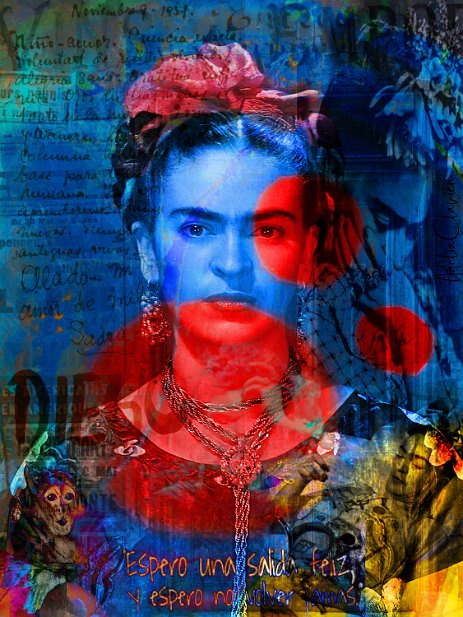 FridaKahlo_LaRevolutionnaire_Projet2.jpg “Exploring various painting technics, I use my knowledge of photography to create original paintings mixed with photography – New Pop Realism.