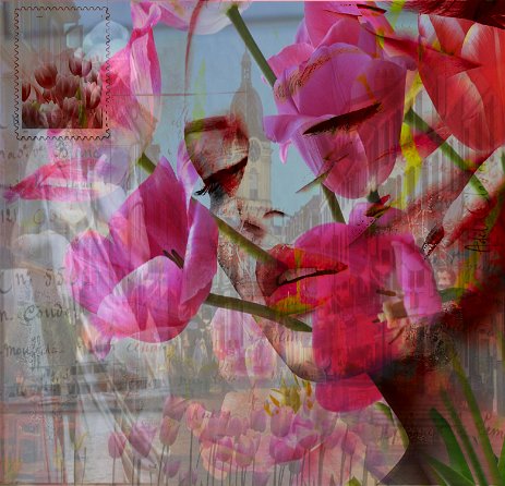 LesSens_Tulipes_2 “Exploring various painting technics, I use my knowledge of photography to create original paintings mixed with photography – New Pop Realism.
